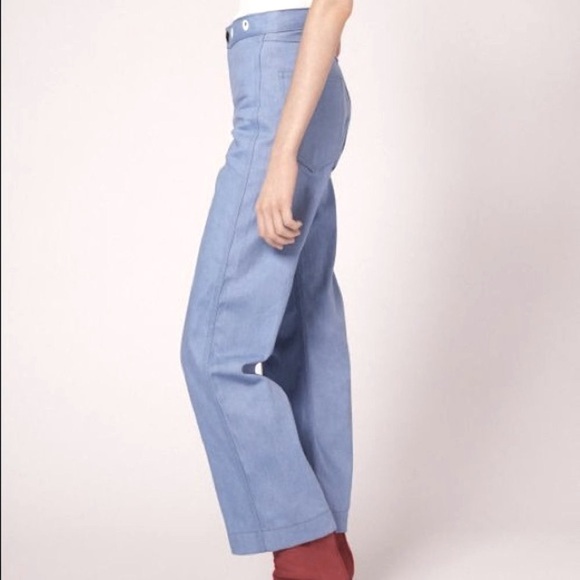 Rag & Bone Powder Blue Grommet Waist High Rise Cropped Flare Jeans 25" - Picture 4 of 9